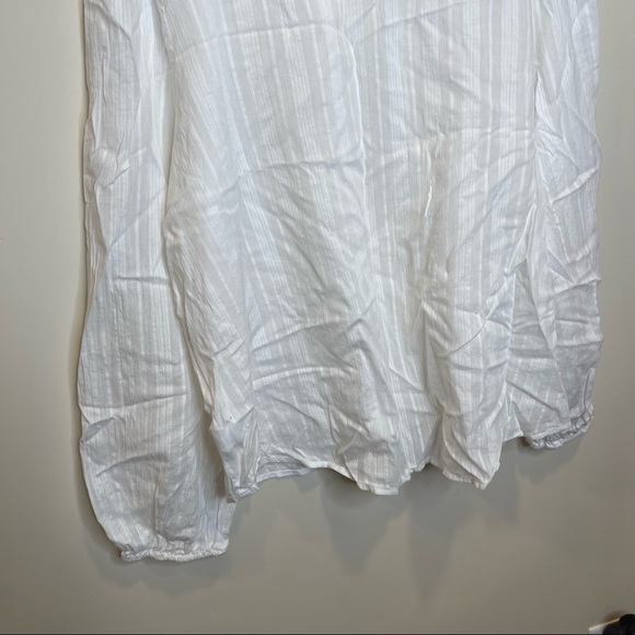 A.N.A. White Long Sleeve Basic Blouse NWT Sheer Striped - Picture 7 of 8